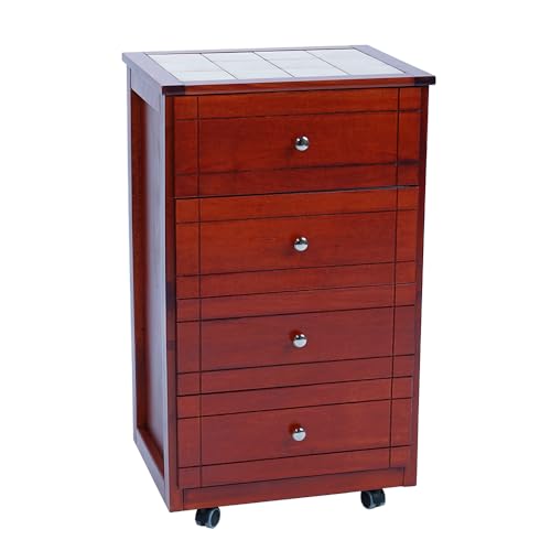 Liberoshopping Küchenwagen Giada Kommode mit Rädern und Keramikfliesen Zuhause Garten (Kirschbaum) von Liberoshopping