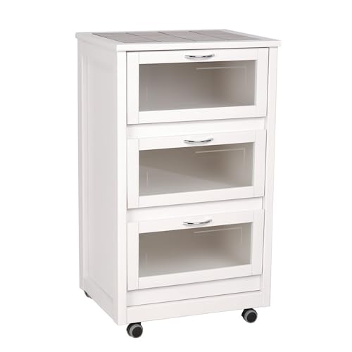 Liberoshopping Küchenwagen mobil mit Klappentüren und Rädern für Haus und Garten (Weiß) von Liberoshopping