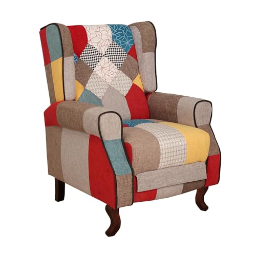 LIBEROSHOPPING.eu - LA TUA CASA IN UN CLIK Liegender Wohnzimmer-Schlafzimmer-Sessel mit schmutzabweisendem Patchwork-Stoff bezogen von LIBEROSHOPPING.eu - LA TUA CASA IN UN CLIK