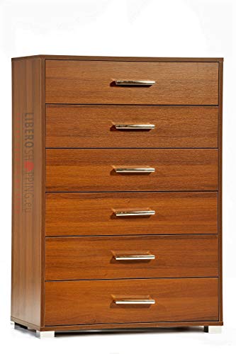 LIBEROSHOPPING.eu - LA TUA CASA IN UN CLIK Mobile Kommode mit 6 großen Schubladen (Walnuss) von Liberoshopping