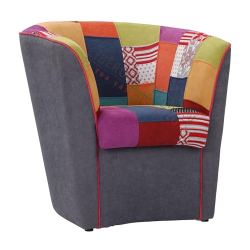 LIBEROSHOPPING.eu - LA TUA CASA IN UN CLIK Sessel Valentina mit Patchwork Stoffsitz (grau) von LIBEROSHOPPING.eu - LA TUA CASA IN UN CLIK