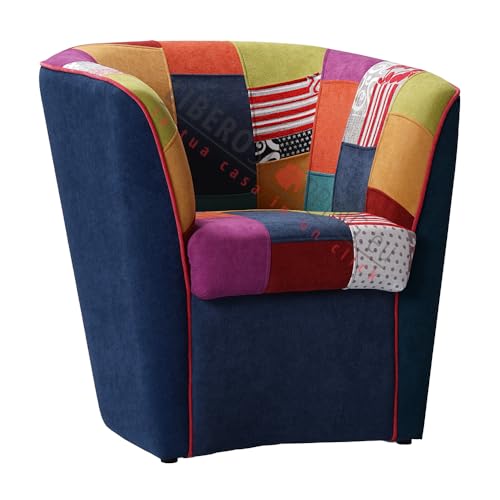 LIBEROSHOPPING.eu - LA TUA CASA IN UN CLIK Sessel Valentina mit Patchwork Stoffsitz (Blau) von LIBEROSHOPPING.eu - LA TUA CASA IN UN CLIK