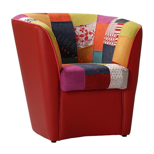 LIBEROSHOPPING.eu - LA TUA CASA IN UN CLIK Sessel Valentina mit Patchwork Stoffsitz (Rot) von LIBEROSHOPPING.eu - LA TUA CASA IN UN CLIK