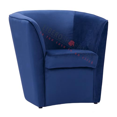Liberoshopping Sessel für Schlafzimmer aus Samt und Gestell aus Holz (Grau) (Blau) von Liberoshopping
