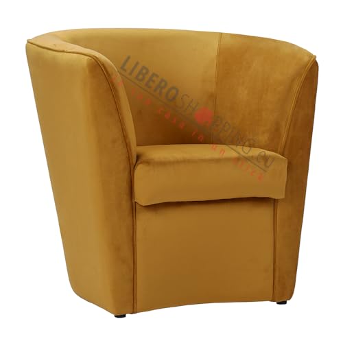 LIBEROSHOPPING.eu - LA TUA CASA IN UN CLIK Sessel für Schlafzimmer aus Samt und Gestell aus Holz (Grau) (senfgelb) von LIBEROSHOPPING.eu - LA TUA CASA IN UN CLIK
