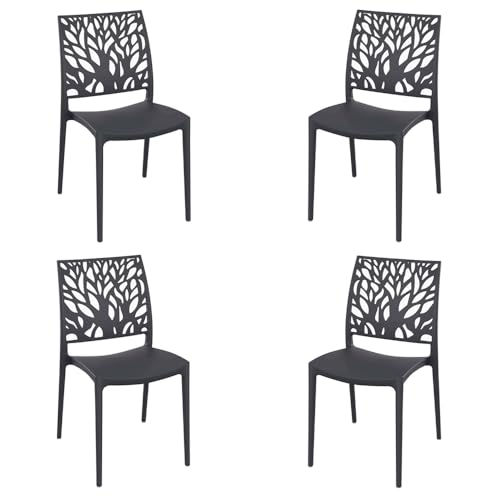 LIBEROSHOPPING.eu - LA TUA CASA IN UN CLIK Stapelbare Innen- oder Außenstühle aus Polypropylen im modernen Design Alea (Anthrazit, 4) von LIBEROSHOPPING.eu - LA TUA CASA IN UN CLIK
