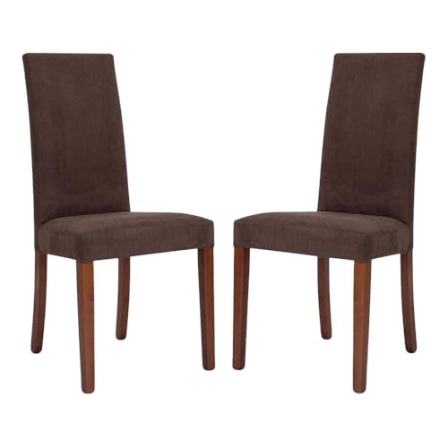Moderne Esszimmerstühle aus Stoff mit gepolstertem Sitz und Beinen aus Massivholz - DENVER Set 2 Stück (braun) von LIBEROSHOPPING.eu - LA TUA CASA IN UN CLIK