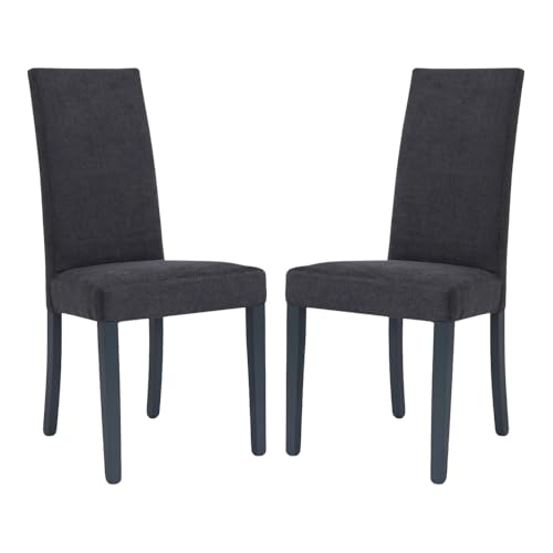 Moderne Esszimmerstühle aus Stoff mit gepolsterter Sitzfläche und Beinen aus Massivholz - DENVER Set 2 Stück (Anthrazit) von LIBEROSHOPPING.eu - LA TUA CASA IN UN CLIK
