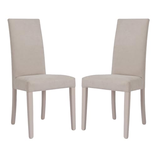 Moderne Esszimmerstühle aus Stoff mit gepolsterter Sitzfläche und Beinen aus Massivholz - DENVER Set 2 Stück (Beige) von LIBEROSHOPPING.eu - LA TUA CASA IN UN CLIK