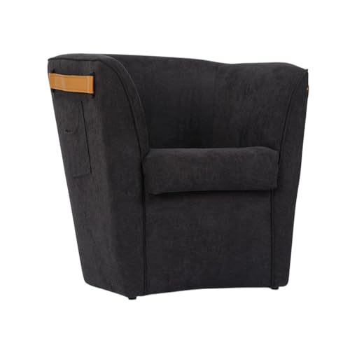 Moderner Sessel aus schmutzabweisendem Stoff – Bezug aus wasserabweisendem Stoff, Gestell aus Holz, fertig montiert, bequem und elegant (schwarz mit Taschen) von Liberoshopping
