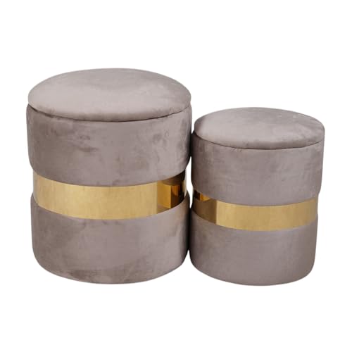 Ottavia 2 in 1 Sitzhocker aus grauem Samt mit goldenem Band – platzsparend mit Mini-Sitzsack im Inneren, elegant, vielseitig einsetzbar, ohne Montage von LIBEROSHOPPING.eu - LA TUA CASA IN UN CLIK