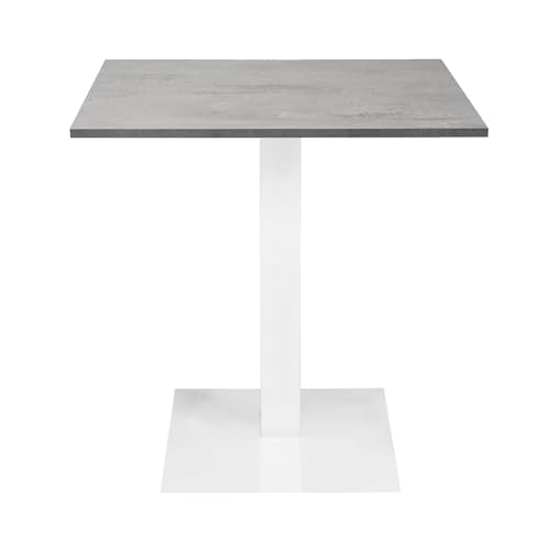 Quadratischer Bar-Tisch mit zentraler Basis aus Metall und strapazierfähiger laminierter Platte – ideal für Lokale, Restaurants, Pubs, Verwendung im Innen- oder überdachten Außenbereich (weißes Bein von LIBEROSHOPPING.eu - LA TUA CASA IN UN CLIK