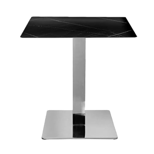 Quadratischer Bartisch für den Innen- und Außenbereich mit HPL-Tischplatte und Metallsockel – leicht zu reinigen – ideal für Bistro-Restaurants und professionelle Umgebungen (Gamba Silber, Marmor von Liberoshopping
