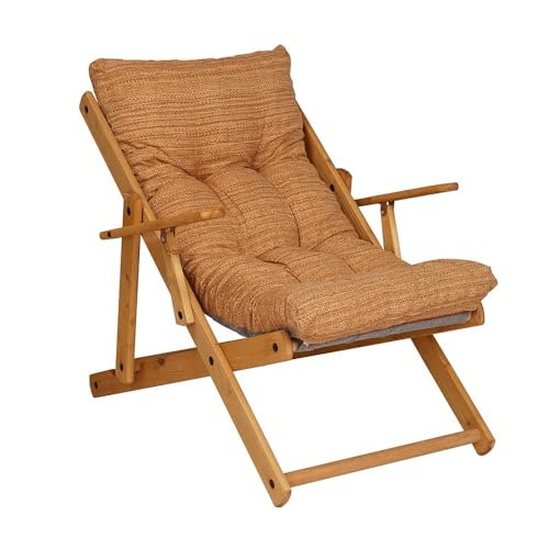 Sessel Relax Liegestuhl 3 Positionen in Holz Klapppolster H 100 cm Farbe als Foto (Sand) von Liberoshopping