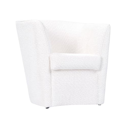 Weißer Schlafzimmer-Sessel aus Teddy-Bouclé-Stoff – moderner Stil mit Holzrahmen – umhüllendes und komfortables Design – ideal für Entspannungsbereich, Schlafzimmer oder Lesen von LIBEROSHOPPING.eu - LA TUA CASA IN UN CLIK