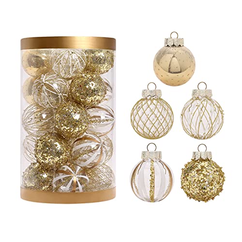 LIBOOI Stück Weihnachtsbaumkugeln zum Aufhängen für Zuhause, Party, Weihnachten, Hochzeitsdekoration, Frohe Weihnachtsbaumschmuck, 60 mm hängende Weihnachtskugeln, Gold, 8O7T6KCY1999W9183322H5, 6cm von LIBOOI