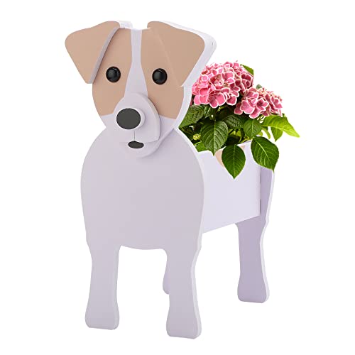 LIBOOI Niedliche Hund Pflanzer Töpfe, Hund Sukkulenten Pflanzgefäß, Pflanzen Lagerung Container Pflanze Töpfe, 3D Tierform Pflanztopf, Gartenarbeit Töpfe Für Indoor/Outdoor Garten, Jack Russell von LIBOOI