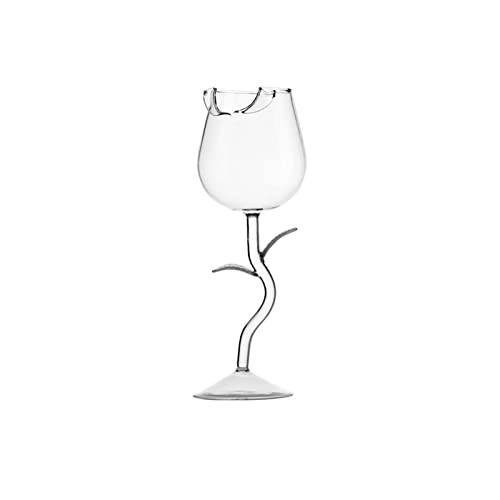 LIBOOI Rosenweinglas, 150 ml, Cocktailgläser, romantische Blume, Rotweingläser, transparentes Glas, Trinkbecher für Hochzeit, Valentinstag, Party, Jahrestag von LIBOOI