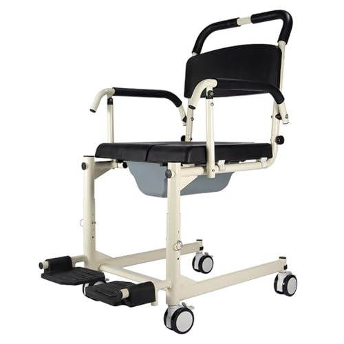 Patientenlifter Mit Sitz, Toiletten Duschstuhl Mit Rollen, Dusch Toilettenstuhl Fahrbar Für Senioren, Toilettenrollstuhl Höhenverstellbar WC-Stuhl Für Behinderte Und Schwangere, Belastbar 100 Kg von LIBRACTA
