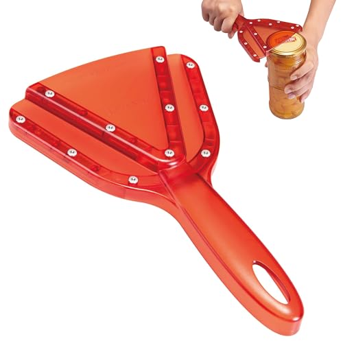 LIBRNTY Glasöffner,Deckelöffner unter Küchenplatte,Glasdeckel und Flaschenöffner,öffnet jede Größe/Art von Deckel, ideal für Senioren und schwache Hände oder arthritische Hände (Rot) von LIBRNTY