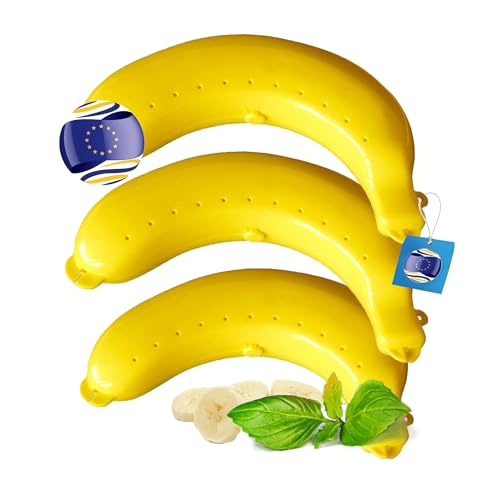 LIBRNTY Großer Bananen tupperdose 3er Set,Banane box,Aufbewahrungsbox banane mit sicherem Verschluss,Dose schützt Banane vor Zerdrücken,100% BPA-freier Bananenschutz für unterwegs von LIBRNTY