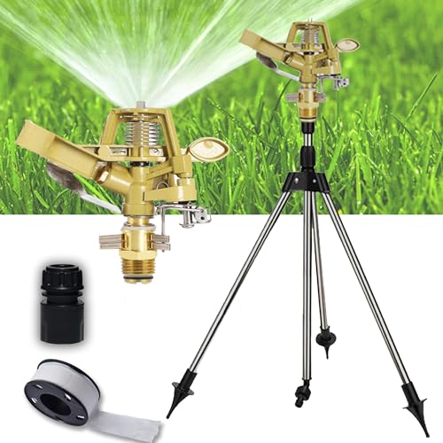 LIBRNTY Rasensprenger große flächen,Impulsregner,Rotating Tripod Sprinkler,Wenig Druck rasensprenger,Auto Rotating Tripod Sprinkler, Garten Rasensprenger 360 Grad Sprinkler für Hof,Garten,Rasen von LIBRNTY