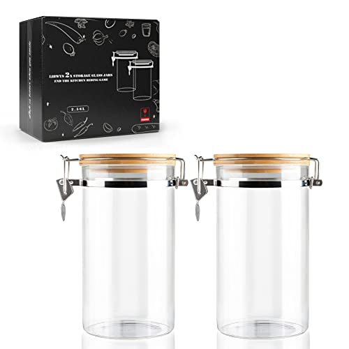 LIBWYS Luftdichte Vorratsgläser Kaffeebehälter mit Bügelverschluss Deckel Eckig Vorratsdose Glas (2pcs) von LIBWYS