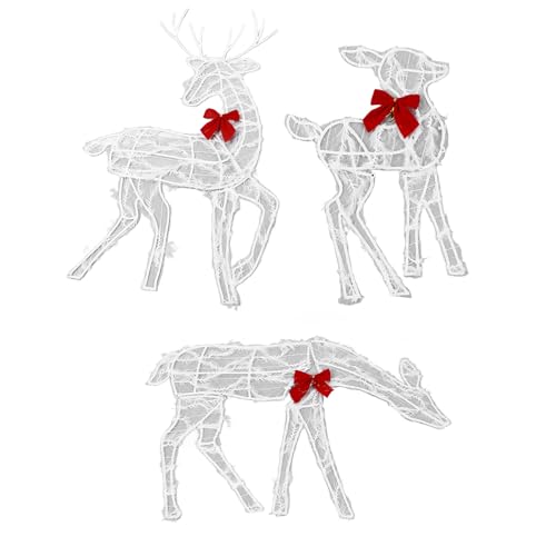 3-teiliges Beleuchtetes Weihnachtshirsch-Familienset, Große LED-Lichter für Weihnachtsdekorationen Im Freien, für Vorgärten, Gärten, Rasen, Terrassendekorationen von LICAEVEY