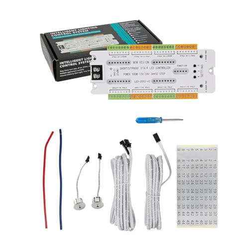 32-Kanal-Bewegungssensor-LED-Treppenlicht-Controller, Intelligenter Automatischer Kaskadierter Treppenleiter-Stufenlicht-Controller für Treppenlicht, 4 Einstellbare von LICAEVEY