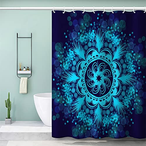 LICAPE Duschvorhang 180x180, Duschvorhang Mandala, Duschvorhang Abstrakt Kunst mit 12 Plastik Haken, Badevorhang Waschbar Textil Shower Curtains für Dusche und Badewanne von LICAPE