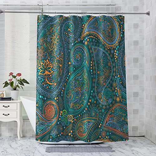 LICAPE Duschvorhang 180x180cm Anti-Schimmel, Duschvorhang Paisley, Blumen Duschvorhang mit 12 Plastik Haken, Badevorhang Waschbar Textil Shower Curtains für Dusche und Badewanne von LICAPE