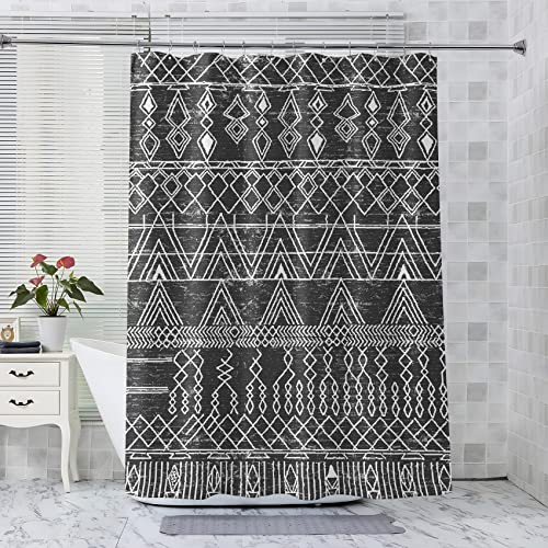 LICAPE Duschvorhang 180x200 cm, Duschvorhang Azteke, Geometrie Duschvorhang mit 12 Plastik Haken, Badevorhang Waschbar Textil Shower Curtains für Dusche und Badewanne von LICAPE