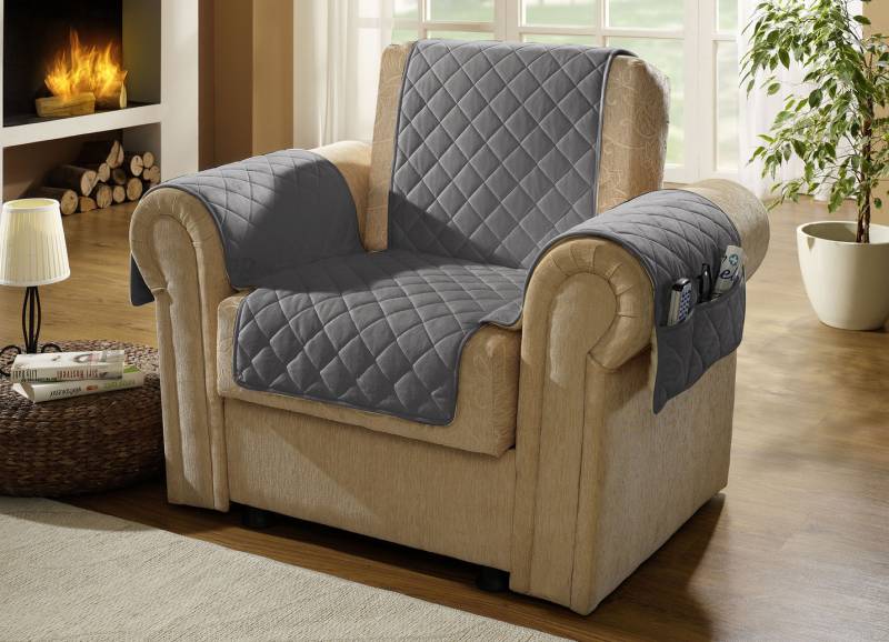 Sessel-,Couch- und Armlehnenschoner aus Schafschurwolle, Armlehnenschoner, 2er-Set, Anthrazit Sessel-,Couch- und Armlehnenschoner aus Schafschurwolle, Armlehnenschoner, 2er-Set, Anthrazit von LICARDO