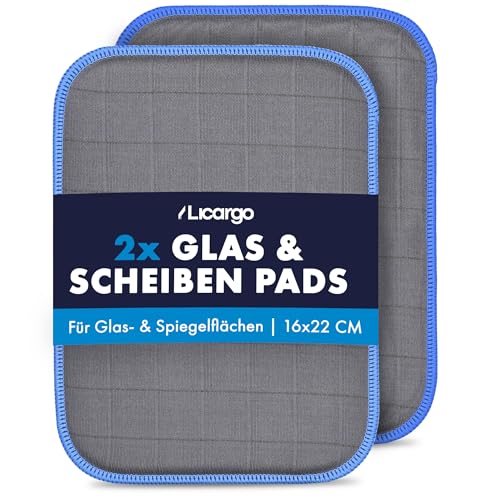 LICARGO® 2X Glas & Scheiben Pads - Mikrofaser Glastücher mit saugfähigem Kern - nie Wieder Schlieren - Mikrofaser Glastuch Auto Fenstertuch Carbon Tuch Auto - Autoscheiben Tücher 16x22cm, 2er Set von LICARGO