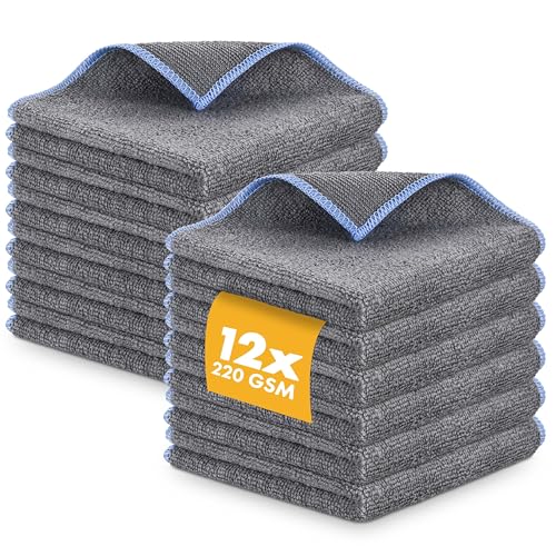 LICARGO Mikrofasertücher Auto mit 220GSM - extrem saugstark und schonend weich - 30x30cm Allround Microfasertuch Autopflege - fusselfreies Poliertuch Auto, Mikrofasertuch Auto Trockentuch - 12 Stück von LICARGO