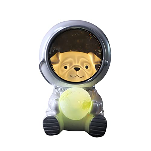 Astronaut Nachtlicht, Astronaut LED Night Lights ,Sternenhimmel Astronaut Erde Nachtlicht,LED Nachtlicht Dekoration Schlafzimmer Lampe, Tier Atmosphäre Harz Nachtlicht für Kinder Jungen Mädchen, Hund von LICHENGTAI