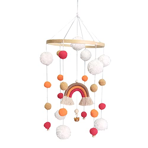 LICHENGTAI Baby Windspiel Krippe mit Filzbällen, Babybett Mobile Windspiel 3D Regenbogen Mobile Babybett Dekor Ornament Kinderzimmer Hängende Bettglocke Geschenk für Baby Mädchen Jungen von LICHENGTAI