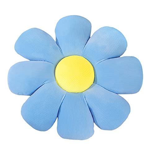 Blumenförmiges Kissen, 38cm Blumenplüschkissen Blumen Plüschkissen Blumenform Stuhlkissen Sitzkissen Bodenkissen Plüsch Kissen Sonnenblume Plüschtier für Kinderzimmer Hause Sofa Dekoration, Blau von LICHENGTAI