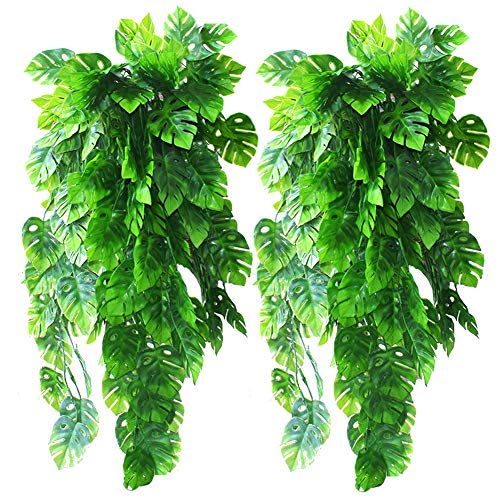 LICHENGTAI 2 Stück Künstliche Hängepflanze, Künstliche Grüne Hängende Scindapsus Blätter, Gefälschte Ivy Hängende Girlanden für Hochzeit Hausgarten Wanddekoration von LICHENGTAI