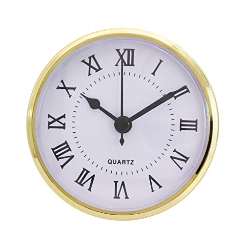 LICHENGTAI 3-1/2 Zoll (90 mm) Uhrwerk, Quarz-Uhr Römische Ziffer Quarzuhr Einfügen Einbau-Uhr DIY Quartz Uhrwerk Zubehör Europäischer Stil Clock mit Trim von LICHENGTAI