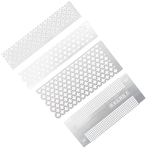 LICHENGTAI 4 Stück Diamant Malerei Masche Lineal 5D Diamond Painting Tool Lineal Edelstahl Schablone Eckige Diamantmalerei Fixwerkzeuge DIY Zeichnungs Werkzeug Zubehör 250 Löcher von LICHENGTAI