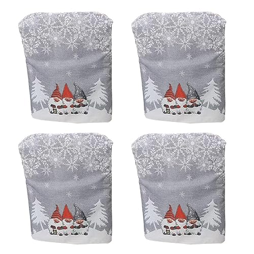 LICHENGTAI 4 Stück Weihnachtsstuhl-Rückenlehnenbezüge GNOME Wichtel Stuhlbezug Esszimmerstuhl Rückenbezüge Xams Stuhl zurück Abdeckung Weihnachten Deko Weihnachts Ornament Party Supplies von LICHENGTAI