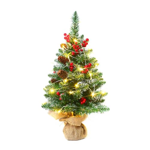 LICHENGTAI 45cm Kleiner Weihnachtsbaum, Künstlicher Tannenbaum Weihnachtsdeko mit Beleuchtung LED Licht Mini Künstlich Weihnachtsbaum Geschmückt Weihnachten Deko für Tisch Schreibtisch Zuhause Büro von LICHENGTAI