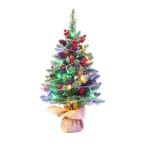 LICHENGTAI 45cm Kleiner Weihnachtsbaum, Künstlicher Tannenbaum Weihnachtsdeko mit Beleuchtung LED Licht Mini Künstlich Weihnachtsbaum Geschmückt Weihnachten Deko für Tisch Schreibtisch Zuhause Büro von LICHENGTAI
