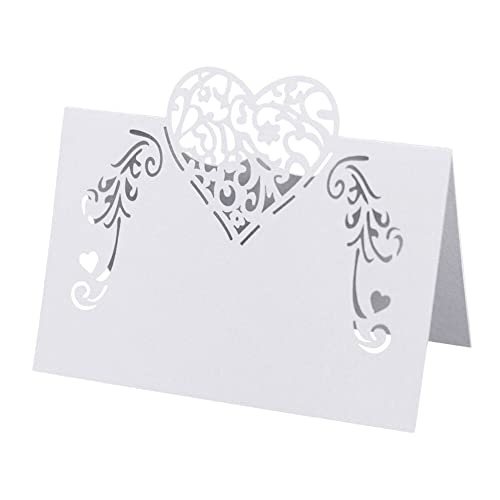 LICHENGTAI 50er Pack Tischkarten Liebe Herz Platzkarten Kartenhalter Blanko Namenskarten für Hochzeiten Geburtstage Taufe Familienfeiern Trauerfeiern Meetings Präsentationen von LICHENGTAI
