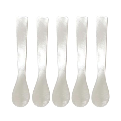 LICHENGTAI 5er Set Eierlöffel Perlmutt Handgemacht Kaviarlöffel Mutter Löffel Weiß Perlmuttlöffel Kaviar Servierlöffel Dessertlöffel für Kaviar Eier Kaffee Serving von LICHENGTAI