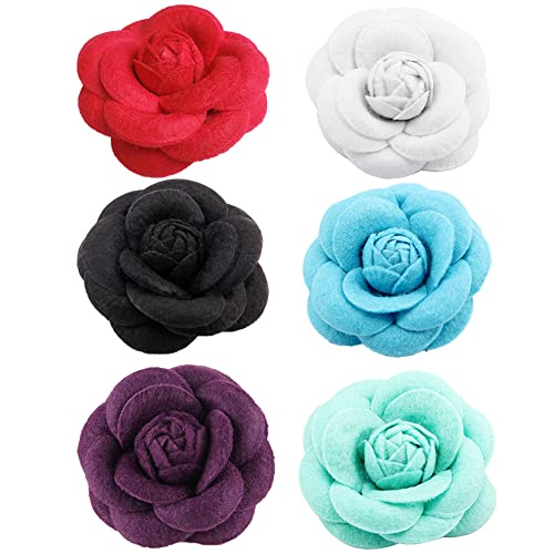 LICHENGTAI 6 Stück Kamelie Brosche Für Damen, Blumen Broschen Boutonniere Pins Für Frau Schals Schnalle Pin Stoff Kunst Stoff Blume Brosche Mode Kleidung Schmuck Accessoires Mädchen Geschenke von LICHENGTAI