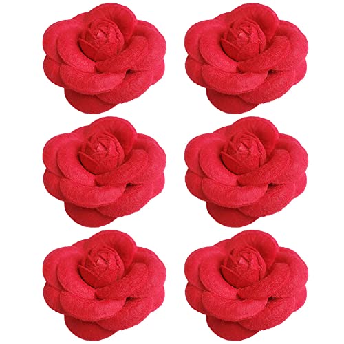 LICHENGTAI 6 Stück Kamelie Brosche Für Damen, Blumen Broschen Boutonniere Pins Für Frau Schals Schnalle Pin Stoff Kunst Stoff Blume Brosche Mode Kleidung Schmuck Accessoires Mädchen Geschenke von LICHENGTAI