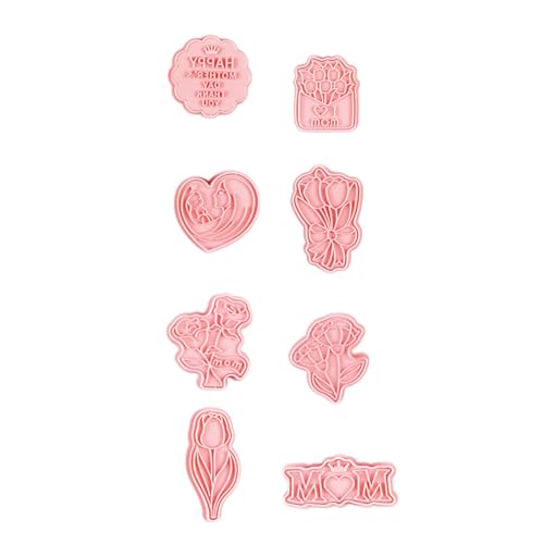 LICHENGTAI 8 Stück Ausstechform zum Muttertag, Happy Mother's Day Plätzchenformen Cupcake Keksausstecher I Love Mum Herz Zuckerguss Fondant Ausstecher DIY Kuchen Backen Werkzeug von LICHENGTAI