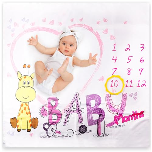 LICHENGTAI Baby Meilenstein Decke, Wochenwachstumsdecke mit Tiermuster Jungen und Mädchen Baby Monatliche Meilenstein Decke für Säuglinge und Neugeborene LICHENGTAI Baby Meilenstein Decke, Wochenwachstumsdecke mit Tiermuster Jungen und Mädchen Baby Monatliche Meilenstein Decke für Säuglinge und Neugeborene von LICHENGTAI